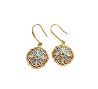 Orecchini con motivo smaltato, design unico retrò, delicati ganci per orecchie, eleganti gioielli versatili per l'uso quotidiano