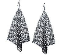 Orecchini con Nappe con Paillettes in Rete Metallica esagerati Ciondolo con Orecchini Pendenti Lunghi Pendenti per Gioielli da Donna,Nero Durability And Attraction