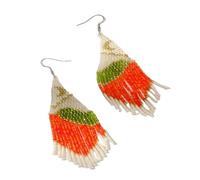 Orecchini con nappe e perle di vetro, fatti a mano, vintage, con fiori, accessori regalo per donne, orecchini di perle di Boemia, Taglia unica, come descritto