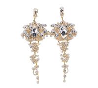 Orecchini con nappe e strass a gocce d'acqua esagerate, accessori vintage(Gold 1PC)