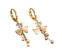 Orecchini con nappine di trifoglio d'amore, orecchini in rame stile delicato, accessori per atmosfera di lusso leggera, donne intellettuali pendolari, datteri, stile gentile e regali per le feste