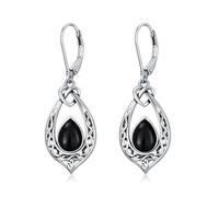 Orecchini con nodo celtico in onice nero orecchini pendenti vintage in argento sterling 925 ossidato gioielli celtici da regalare alle donne