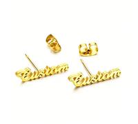 Orecchini con Nome Personalizzati, LucBuy Orecchini Ipoallergenici Placcati in Oro 18 Carati, Gioielli Eleganti con Qualsiasi Parola, Regali Commemorativi Unici (Oro)