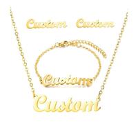 Orecchini con Nome Personalizzati, LucBuy Orecchini Ipoallergenici Placcati in Oro 18 Carati, Gioielli Eleganti con Qualsiasi Parola, Regali Commemorativi Unici per Compleanno Anniversario (Oro)