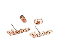 Orecchini con Nome Personalizzati, LucBuy Orecchini Ipoallergenici Placcati in Oro 18 Carati, Gioielli Eleganti con Qualsiasi Parola, Regali Commemorativi Unici (Oro rosa)