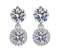 Orecchini Con Opale Argento Orecchini Cerchio intarsiato Zircone Moissanite Orecchini Moissan Camion, Taglia unica, Metallo, Nessuna pietra preziosa