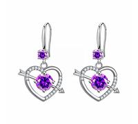 Orecchini con opale per intarsiato minimalista, orecchini sottili con diamanti zirconi, uno degli orecchini a forma di cuore, San Valentino, orecchini di perle per donna, Taglia unica, Rame, Nessuna