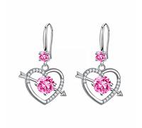 Orecchini con opale per intarsiato minimalista, orecchini sottili con diamanti zirconi, uno degli orecchini a forma di cuore, San Valentino, orecchini di perle per donna, Taglia unica, Rame, Nessuna