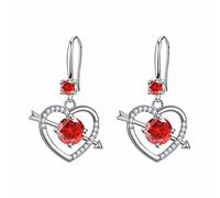 Orecchini con opale per intarsiato minimalista, orecchini sottili con diamanti zirconi, uno degli orecchini a forma di cuore, San Valentino, orecchini di perle per donna, Taglia unica, Rame, Nessuna