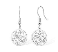 Orecchini con Pentagramma del Tetragramma Orecchini Pendenti con il Sacro Nome Ebraico di Dio YHVH Gioiello Spirituale Occulto Pagano con Amuleto di Protezione per Donne