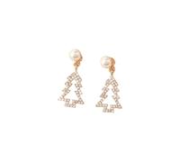 Orecchini con perla sull'albero di Natale, Ago d'argento S925, Ornamenti per le orecchie minimalisti di temperamento alla moda, graziosi gioielli per le vacanze per donne, abbigliamento quotidiano per
