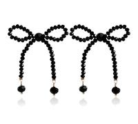 Orecchini con perline di cristallo clip per orecchie Bowknot lunghe nappe goccia piercing gioielli per le donne orecchini con perline esagerate, Misura unica, come descritto, come descritto
