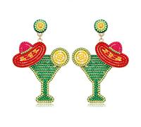 Orecchini con perline Fiesta, orecchini Cin-co De Mayo Sombrero Chili Cappelli Messicani Orecchini pendenti per donne ragazze tema messicano festa di compleanno gioielli regali, Zinco, Nessuna pietra