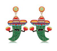 Orecchini con perline Fiesta, orecchini Cin-co De Mayo Sombrero Chili Cappelli Messicani Orecchini pendenti per donne ragazze tema messicano festa di compleanno gioielli regali, Zinco, Nessuna pietra