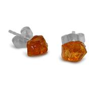 Orecchini con perno in citrino, naturale, grezzo, 4-5 mm, argento 925