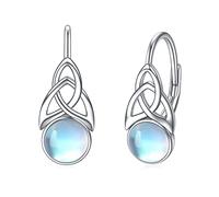 Orecchini con Pietra di Luna per Donna Orecchini a Cerchio con Nodo Celtico Irlandese in Argento Sterling 925 Leverback Gioielli Regali (B-Nodo celtico in pietra di luna)