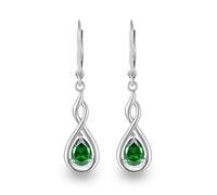 Orecchini con pietra portafortuna dell'infinito, in argento Sterling 925, a forma di pera, con ciondolo a monachella, gioielli di compleanno da donna, Argento S925, Smeraldo sintetico