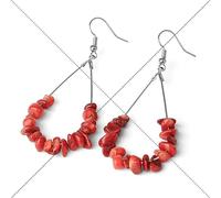 Orecchini con pietre da donna - Orecchini pendenti in corallo rosso Orecchini pendenti con pietre naturali per donne Gioielli semplici per regali per fidanzate Regali per mogli - un paio, come most