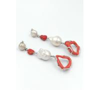 Orecchini con riccio marino perle scaramazze e corallo rosso linea nereide