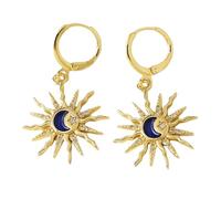 Orecchini con sole e luna - Orecchini pendenti versatili in design cielo con accenti stellati orecchini a cerchio e fiocchi, Taglia unica, Metallo, Non pietra preziosa