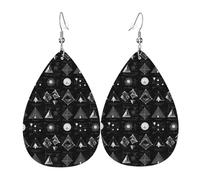 Orecchini con stampa di forme matematiche per donne, orecchini in pelle a goccia alla moda per le donne alla moda, orecchini a goccia colorati