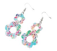 Orecchini con stampa leopardata patchwork floreale pendenti per le donne alla moda alla ricerca di accessori alla moda orecchini per celebrazioni, Misura unica, come descritto, come descritto
