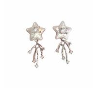 Orecchini con stella e nappa con stella orecchini con stella orecchini pendenti per donne Boho cascata con frange di perline orecchini di cristallo goccia gioielli bohémien regali per la festa di comp