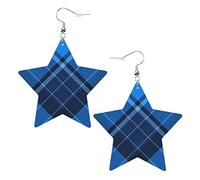 Orecchini con stelle in finta pelle scozzesi scozzesi scozzesi per ragazze adolescenti Orecchini pendenti pendenti da donna