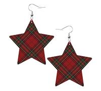 Orecchini con stelle in finta pelle tartan scozzese per ragazze adolescenti Orecchini pendenti pendenti da donna