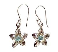 Orecchini con topazio blu, 4 mm, in argento Sterling, con pendente a goccia, gioielli con pietre preziose blu brillante, regalo elegante fatto a mano per le donne, 4, Argento sterling, Topazio blu
