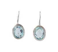 Orecchini con topazio blu taglio scacchiera, fatti a mano, in argento sterling 925 testurizzato, con pietra portafortuna naturale per il mese di dicembre