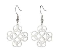 Orecchini con trifoglio verde Orecchini portafortuna con quadrifoglio Gioielli dell'amicizia con nodo celtico Accessori per il giorno di San Patrizio Regalo (Trifoglio con nodo celtico argento)