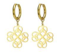 Orecchini con trifoglio verde Orecchini portafortuna con quadrifoglio Gioielli dell'amicizia con nodo celtico Accessori per il giorno di San Patrizio Regalo (Trifoglio con nodo celtico oro 3)