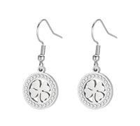 Orecchini con trifoglio verde Orecchini portafortuna con quadrifoglio Gioielli dell'amicizia con nodo celtico Accessori per il giorno di San Patrizio Regalo (Trifoglio argento)