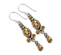 Orecchini con trio di citrini, 8 x 5 mm, 7 x 5 mm, 4 mm, sfaccettati, in argento Sterling 925, orecchini pendenti a goccia giallo sole, gioielli luminosi da donna