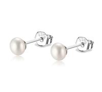Orecchini con vere perle coltivate d'acqua dolce da 3 mm, 4 mm, 5 mm, in argento Sterling 925, oro piccolo, a bottone bianco