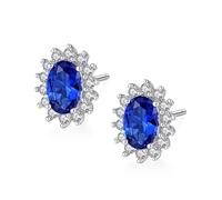 Orecchini Con Zaffiro Blu Di Forma Ovale Orecchini In Argento 925 Con Pietre Preziose Sintetiche Diana Princess Gioielli Da Sposa Eleganti
