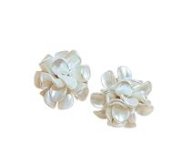 Orecchini con zirconi e perle di camelia bianca, regalo per la festa nuziale