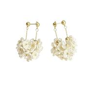 Orecchini con zirconi e perle di camelia bianca, regalo per la festa nuziale