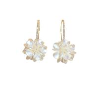 Orecchini con zirconi e perle di camelia bianca, regalo per la festa nuziale