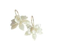 Orecchini con zirconi e perle di camelia bianca, regalo per la festa nuziale