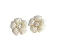 Orecchini con zirconi e perle di camelia bianca, regalo per la festa nuziale