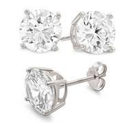 Orecchini con zirconi in argento 925 placcati oro - Borchie classiche da 3 a 9 mm per donne e uomini - Ipoallergenici, senza nichel, pronti per essere regalati