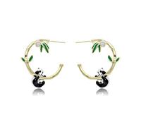 Orecchini congiunti in bambù panda stile cinese stile casual distintivi da donna