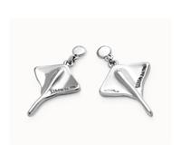 Orecchini corti placcati argento Sterling con figura a forma di manta gigante