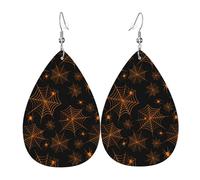 Orecchini creativi da donna con ragnatela di ragnatela arancione, orecchini colorati in pelle a goccia per le donne alla moda, orecchini a goccia gioielli
