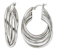 Orecchini Creole 10,1Mm 925 Argento 5-Righe Rutenio Donna