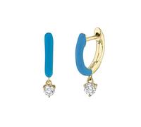 Orecchini Creole Argento Donna 925 Rosa Rosso con Smalto e Zirconia Cubica, per Compleanno Gioielli, Bleu, Argento sterling, Zirconia cubica
