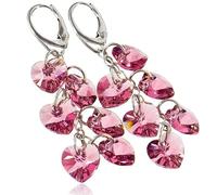 ORECCHINI CRISTALLI ORIGINALI CUORI ARGENTO ROSA CHIARO CERTIFICATO 925 - ARANDE