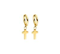 Orecchini Cross Creole Purelei (oro), Orecchini da donna in acciaio inossidabile, Gioielli da donna durevoli, Orecchini con croce ideali come regalo, 13,9 mm di diametro (Oro)